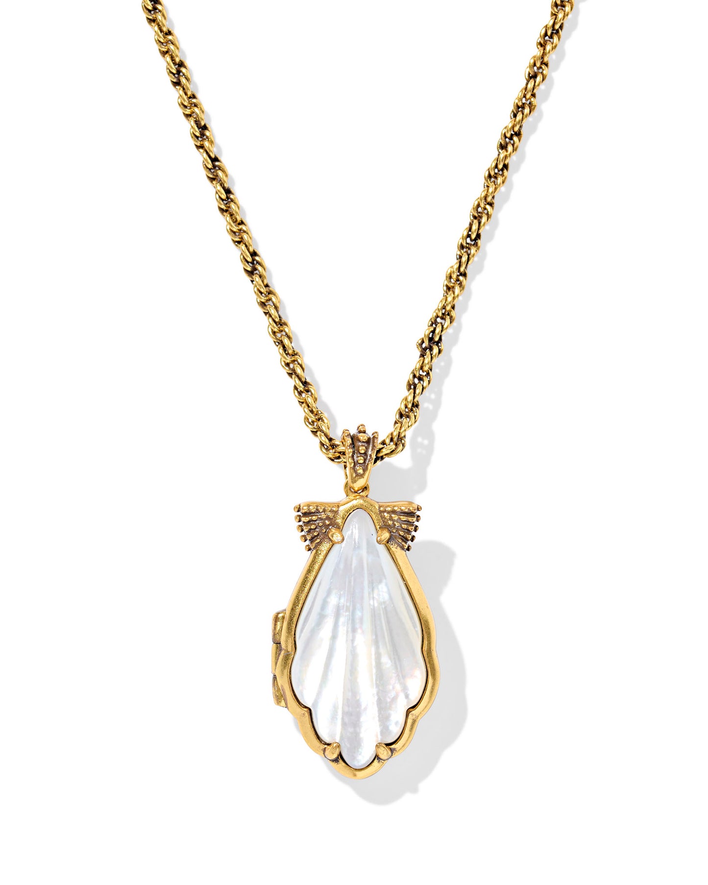 Kendra Scott - Necklace - Alexa Locket - Vintage Gold Ivory Mother Of Pearl - Findlay Rowe Designs