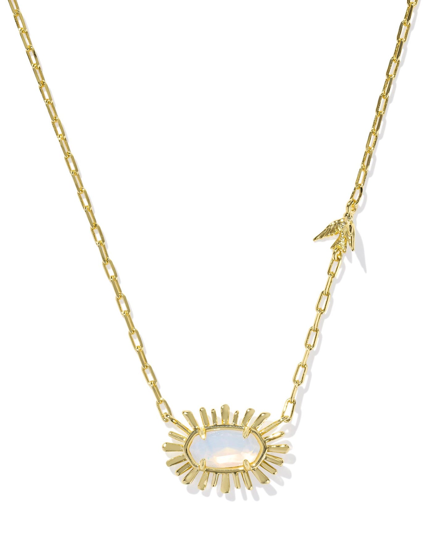 Kendra Scott - Necklace - Elisa Bird Gold Short Pendant Necklace - Opalite Illusion