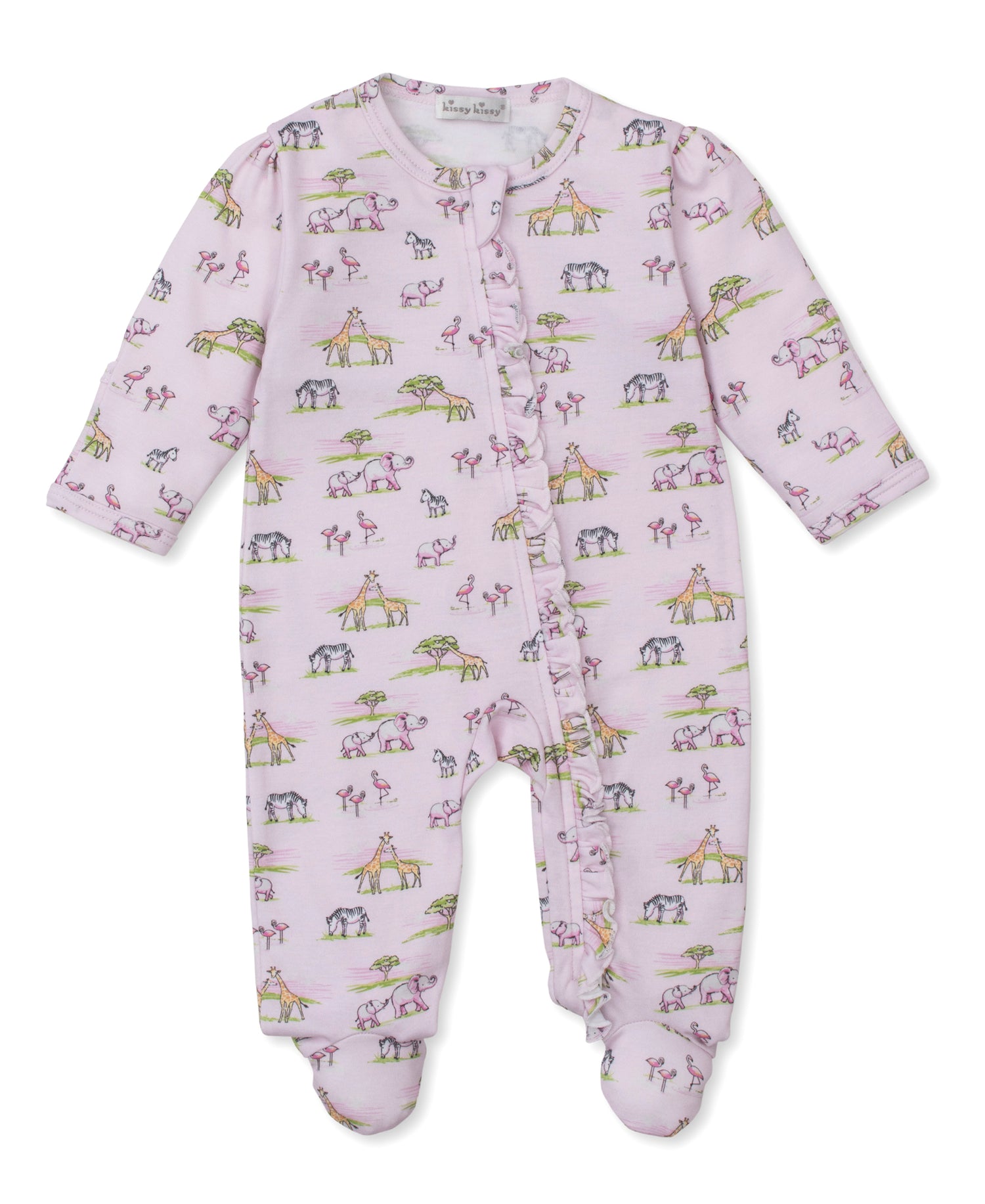 Kissy Kissy - Zip Footie - Pink Jungle Safari - Findlay Rowe Designs