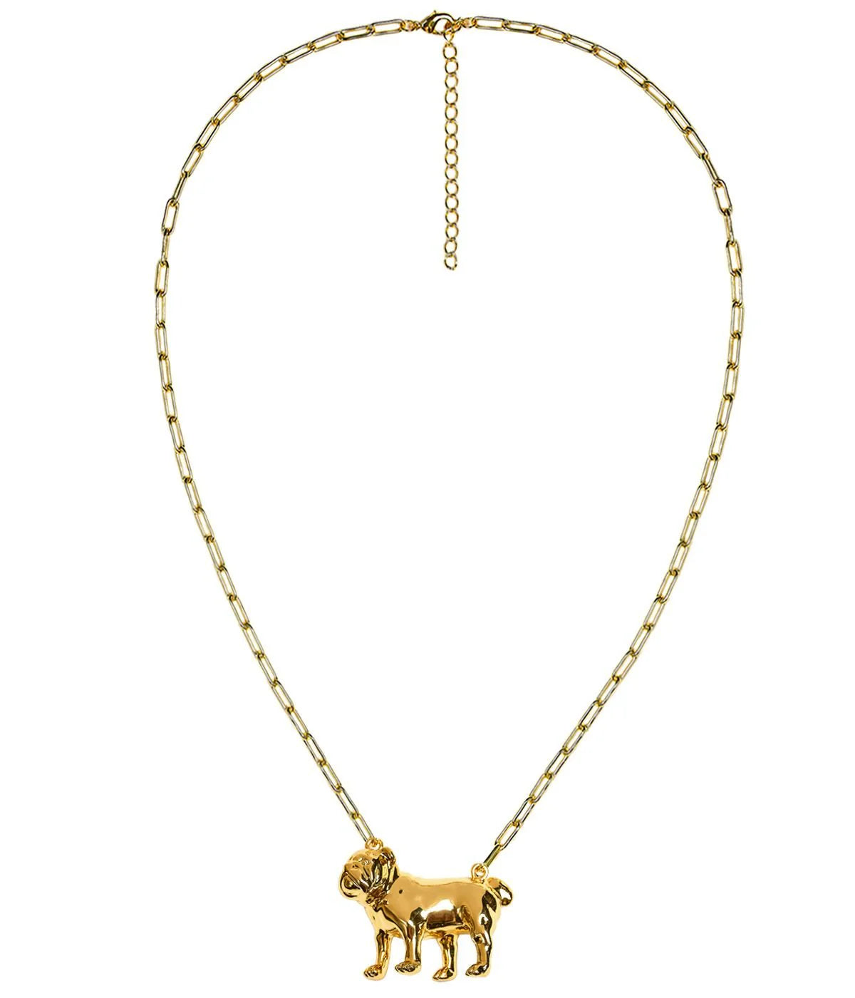 Lisi Lerch - Necklace - Bulldog Body Gold Charm - 18k Gold Plated - Paperclip Chain