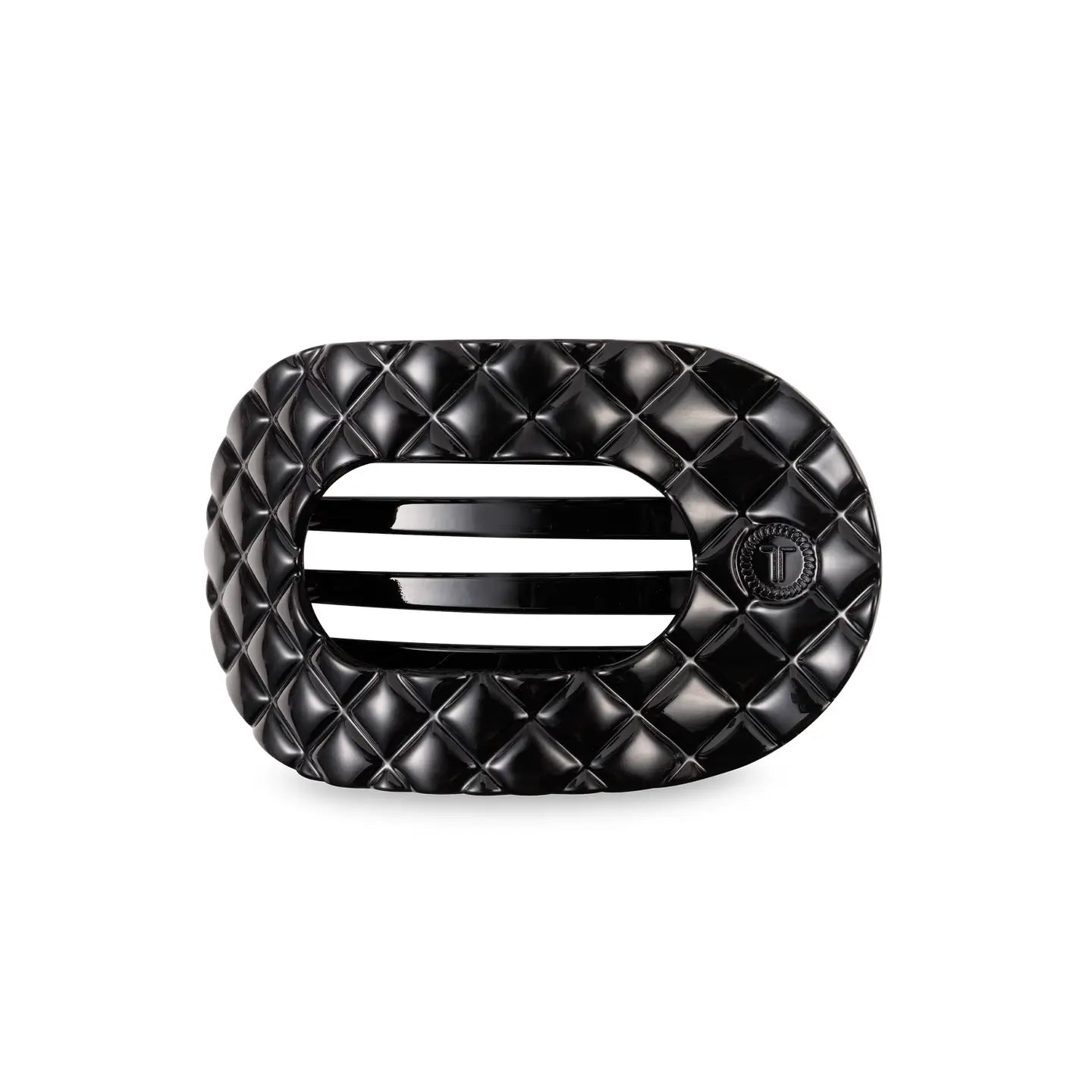 Teleties - Flat Round Hair Clip - Jet Black Quilted - Medium - Findlay Rowe Designs