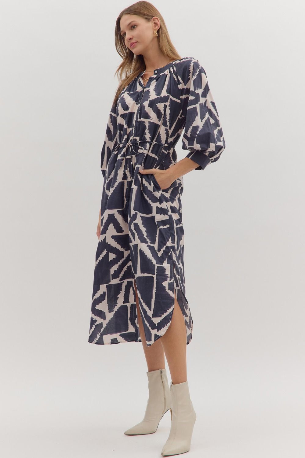 Entro - Dress - Midi Geometric Print