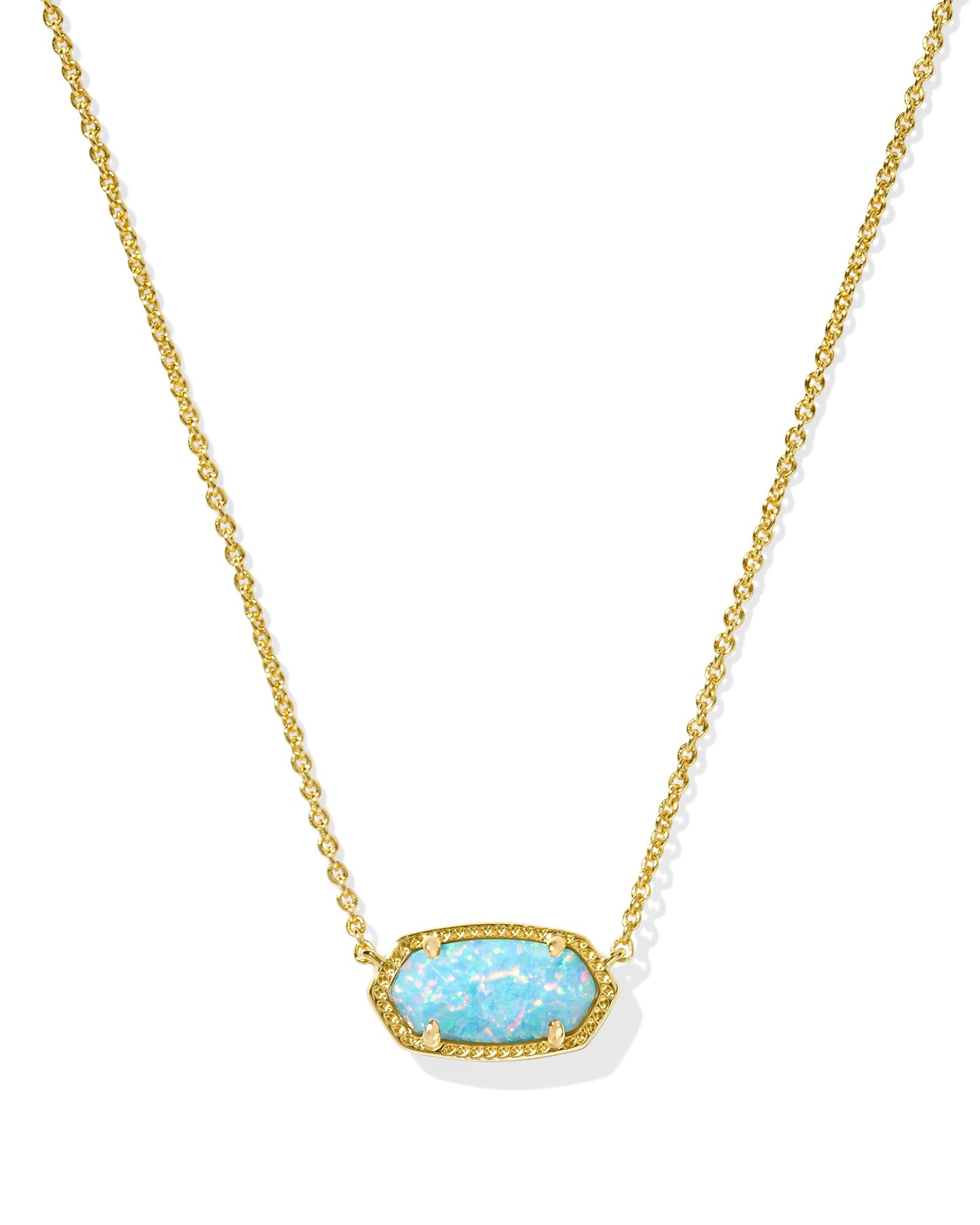 Kendra Scott - Necklace - Elisa Gold Short Pendant Necklace - Light Teal Kyocera Opal - Findlay Rowe Designs