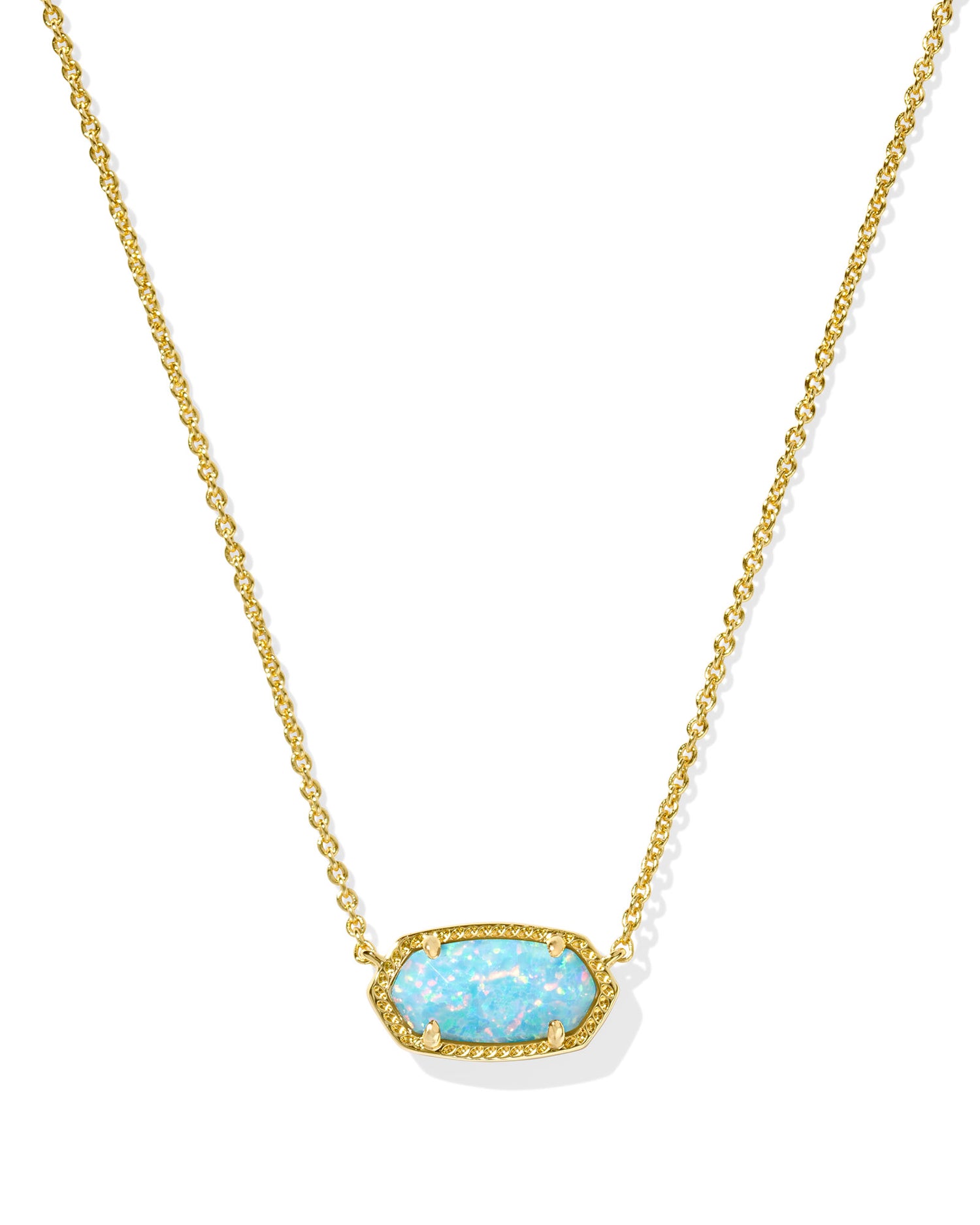 Kendra Scott - Necklace - Elisa Gold Short Pendant Necklace -  Light Teal Kyocera Opal - Findlay Rowe Designs