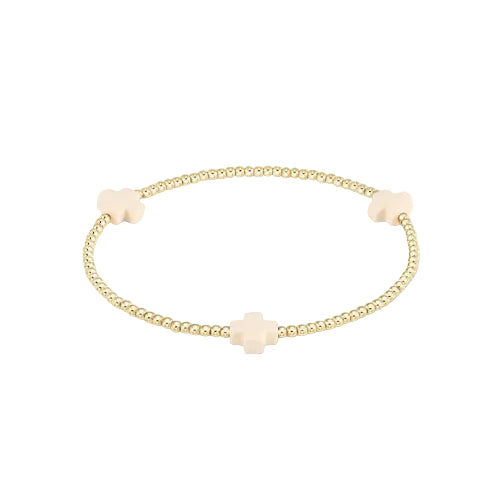 Enewton - Signature Cross Gold Pattern 2mm Bead Bracelet - Off White - Findlay Rowe Designs