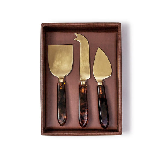 Cheese Knives in Gift Box - Tortoise Swirl - Set of 3 - Findlay Rowe Designs