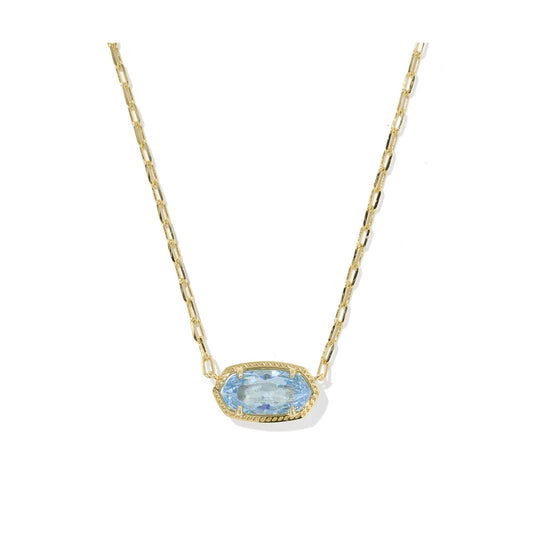 Kendra Scott - Necklace - Elisa Gold Pendant - Light Blue CZ