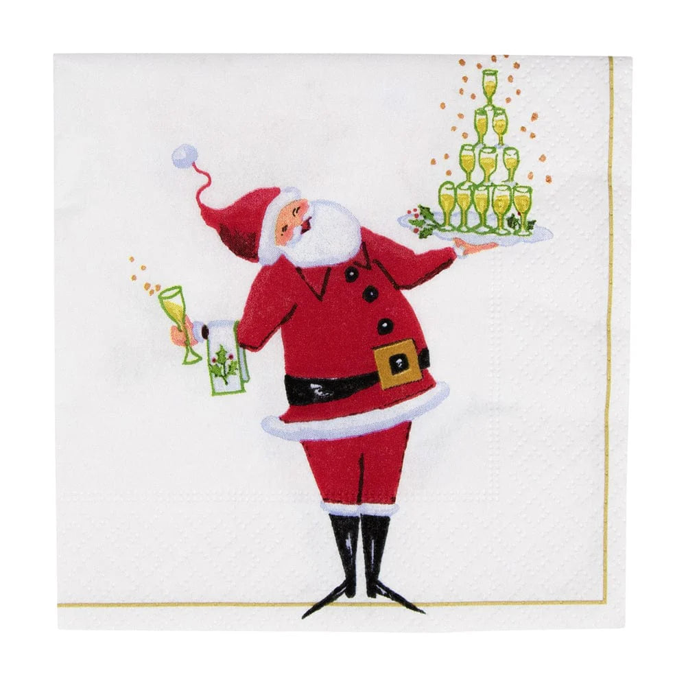 Caspari - Cocktail Napkins - Santa Serving Drinks - Findlay Rowe Designs