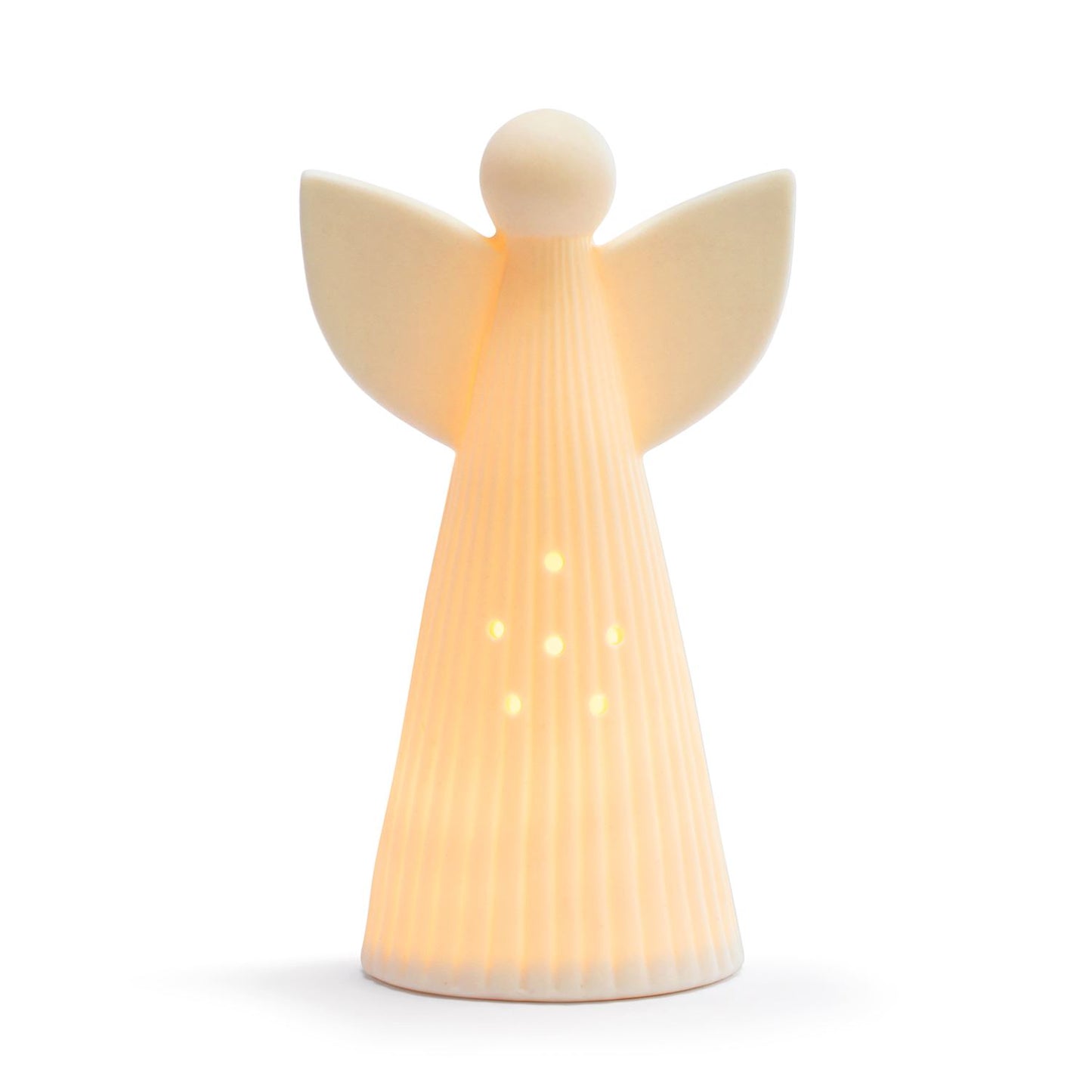 White LED Ceramic Large Angel Figure - 4x7"