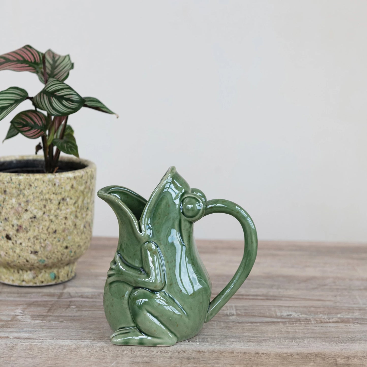Stoneware Frog Pitcher - 16 oz. Reactive Glaze