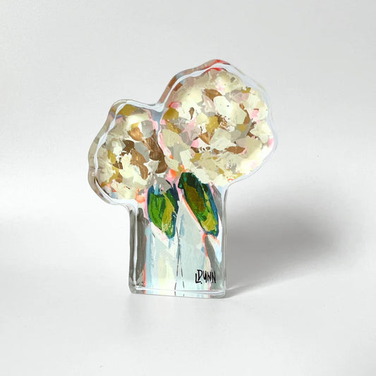 Lauren Dunn - Two Hydrangea Blooms Acrylic Block - Large - Findlay Rowe Designs