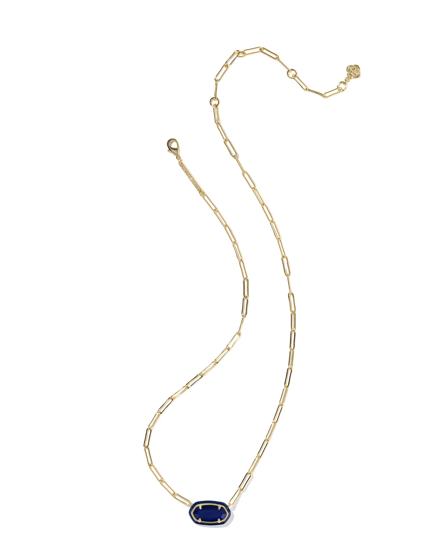 Kendra Scott - Necklace - Elisa Enamel Frame Gold Paperclip - Gold Navy Mother Of Pearl - Findlay Rowe Designs