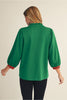 Top - 3/4 Sleeve - Green with Red Trim