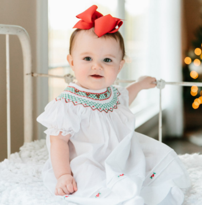 Clearance - Baby - Holiday Smocked Bishop Dress - 3Month - Findlay Rowe Designs