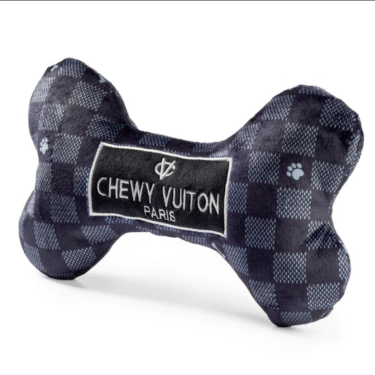 Chewy Vuiton Bone Toy Large Black Check - Findlay Rowe Designs