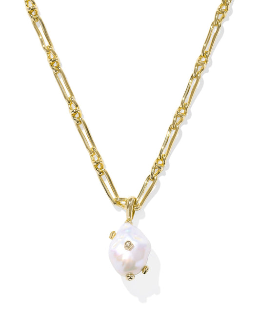 Kendra Scott - Necklace - Melody Gold Small Long Pendant Necklace - Freshwater Cultured Pearl - Findlay Rowe Designs