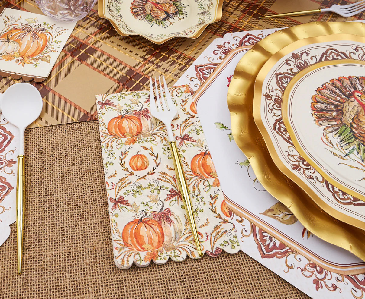Sophistiplate - Scallop Guest Towel Napkin - Turkey & Gourds