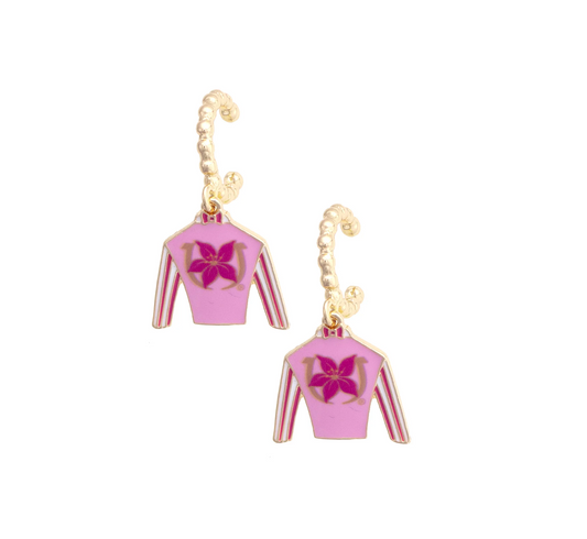 Canvas - Earring - Hoops - Derby Jockey Silks - Pink - Findlay Rowe Designs