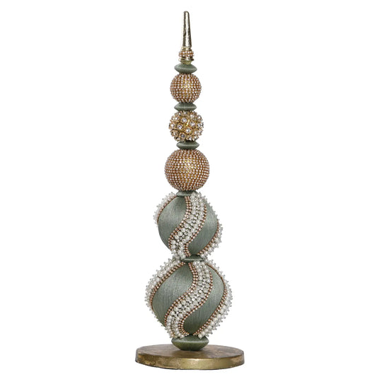 Christmas Decor - Embellished Topiary - Sage Gold