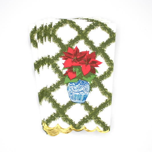 Guest Towel Napkins - Poinsettia Trellis