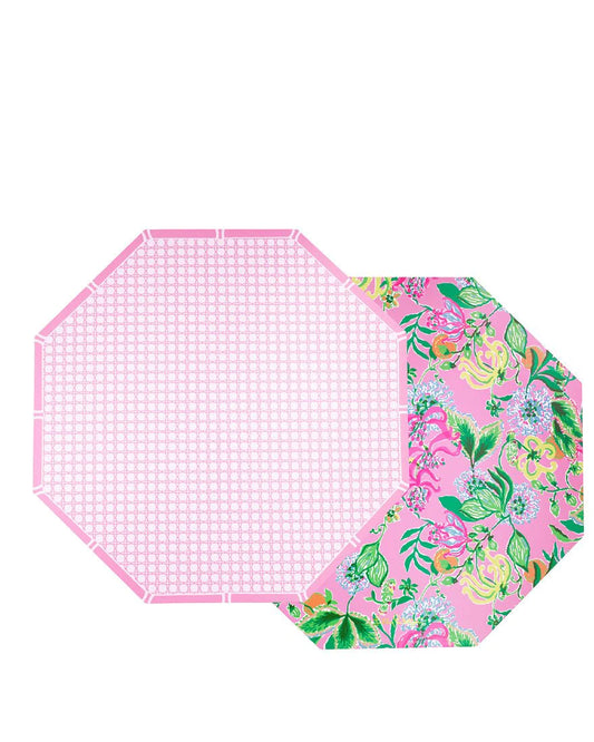 Lilly Pulitzer - Reversible Placemats - Via Amore Spritzer and Conch Shell Pink Caning - Findlay Rowe Designs