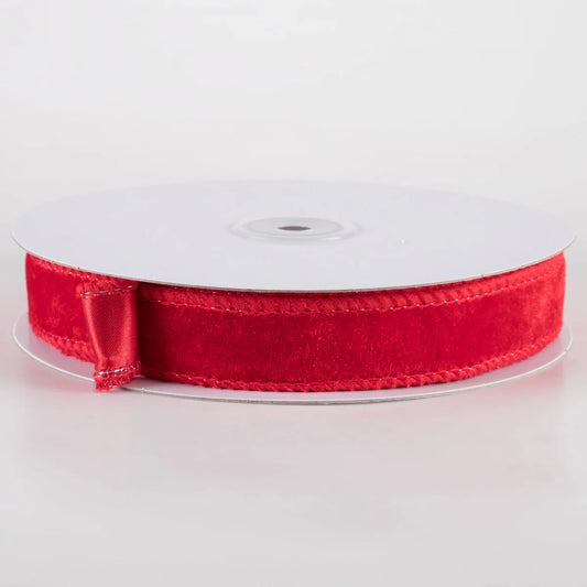A&B Floral - Ribbon - 7/8in Velvet - Red