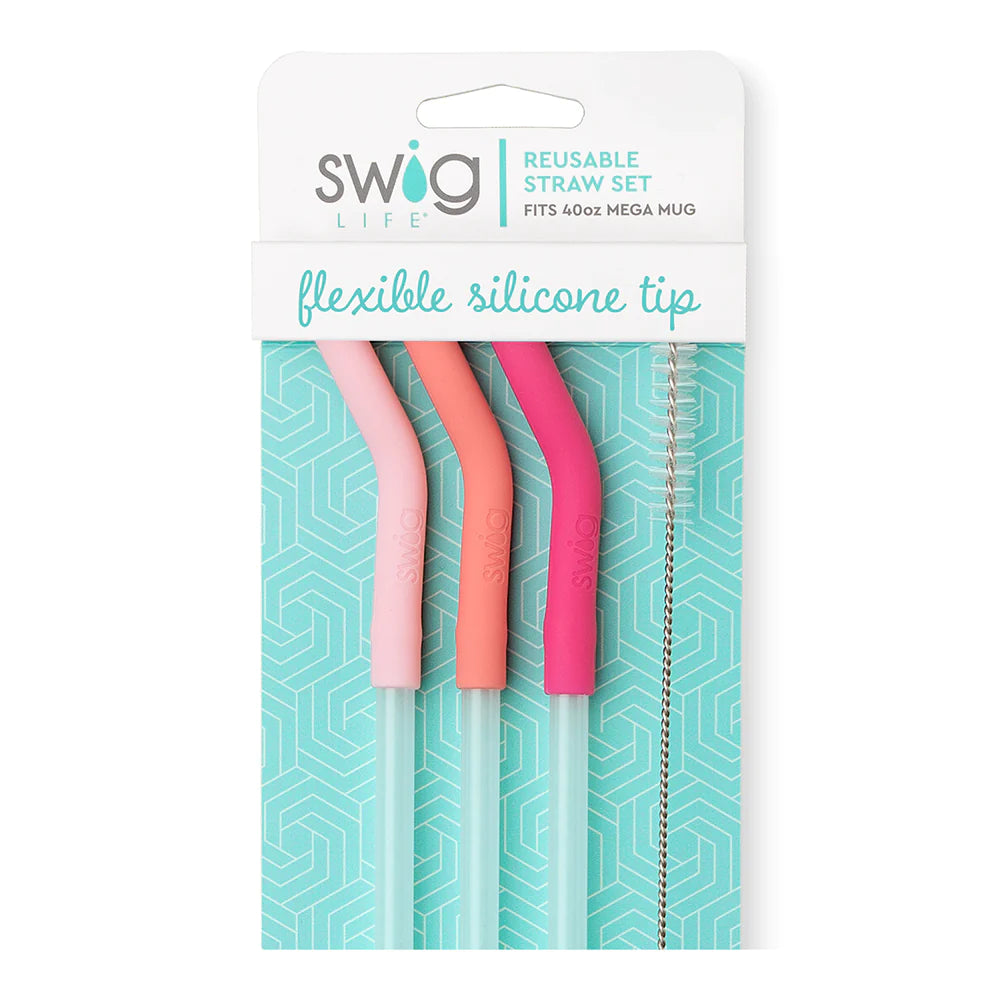 Swig - Reusable Straw Set (Mega Mugs) - Blush Coral Hot Pink - Findlay Rowe Designs