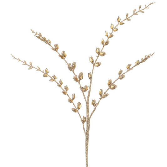 Allstate Floral - 22" Glittered Rhinestone Mini Leaf Spray Gold - Findlay Rowe Designs