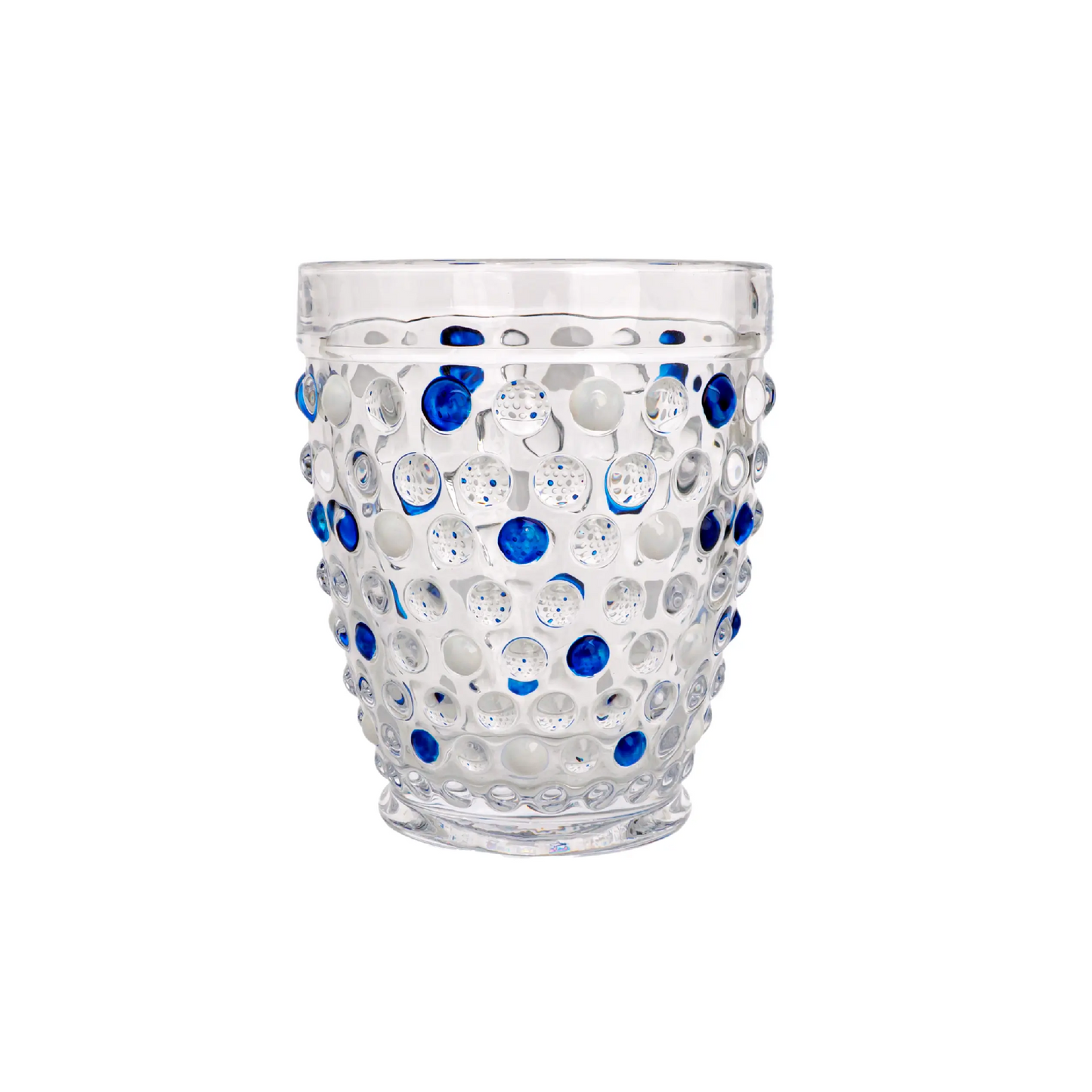 Drinking Glass - Blue & White Hobnail - Findlay Rowe Designs