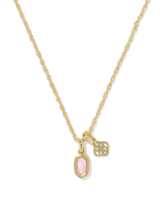 Kendra Scott - Necklace - Mini Elisa Dira Gold - Light Pink Lab Grown Opal - Findlay Rowe Designs