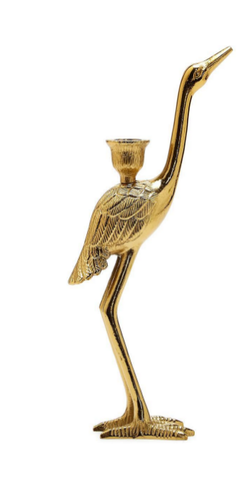 Crane Candle Holder with Antiqued Gold Finish - Findlay Rowe Designs