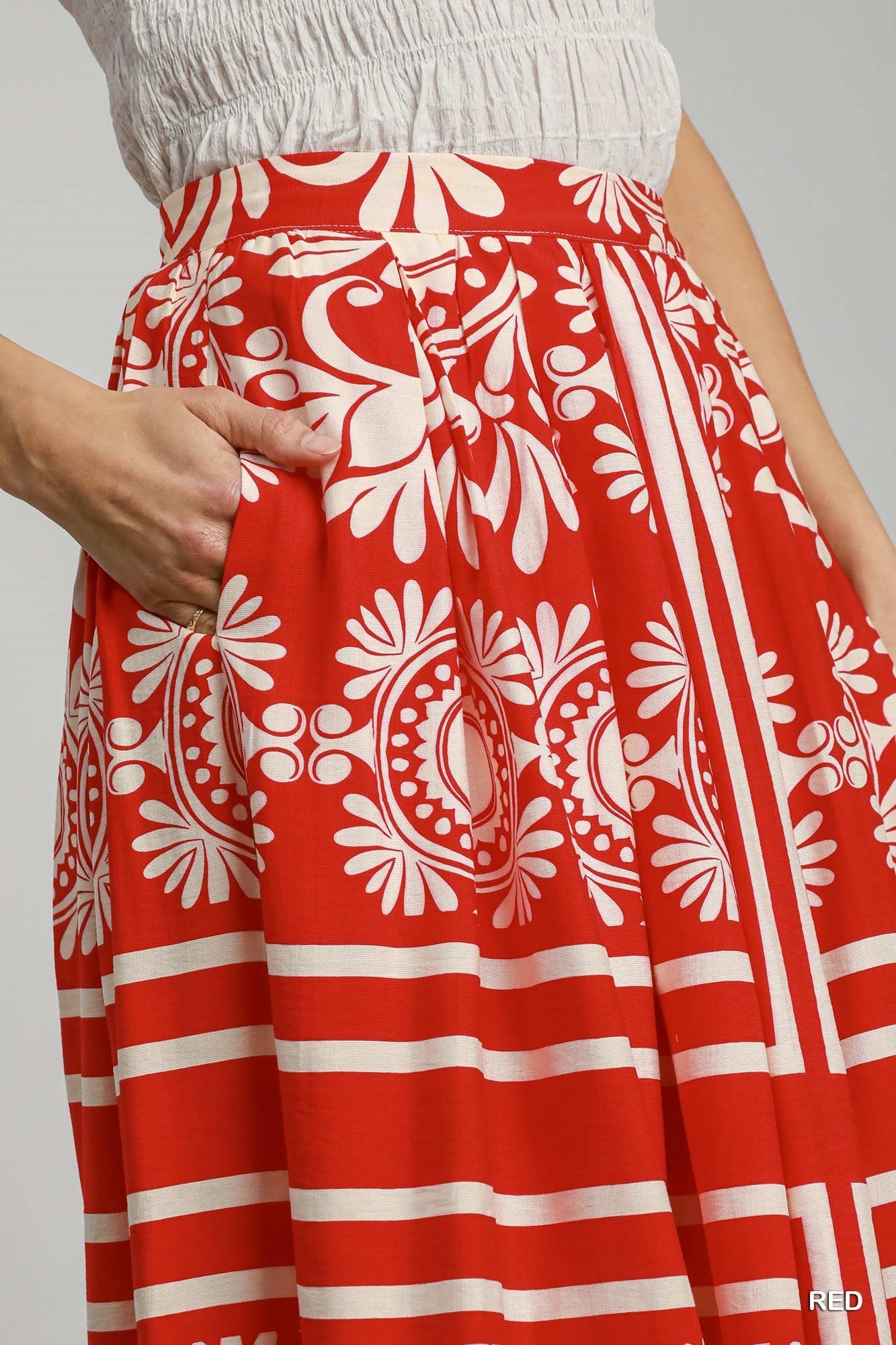 Skirt - Scarf Print - Red - Findlay Rowe Designs