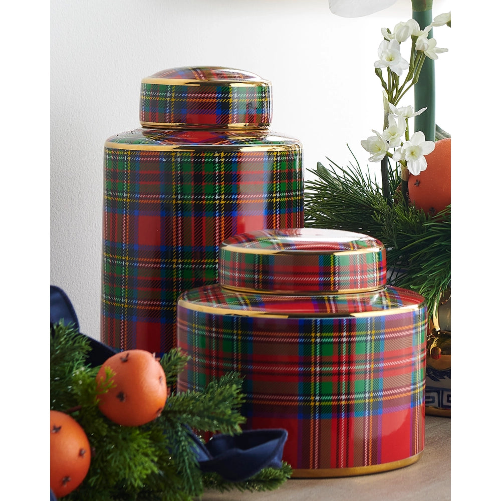 Ginger Jar - Red Tartan Plaid - 7in