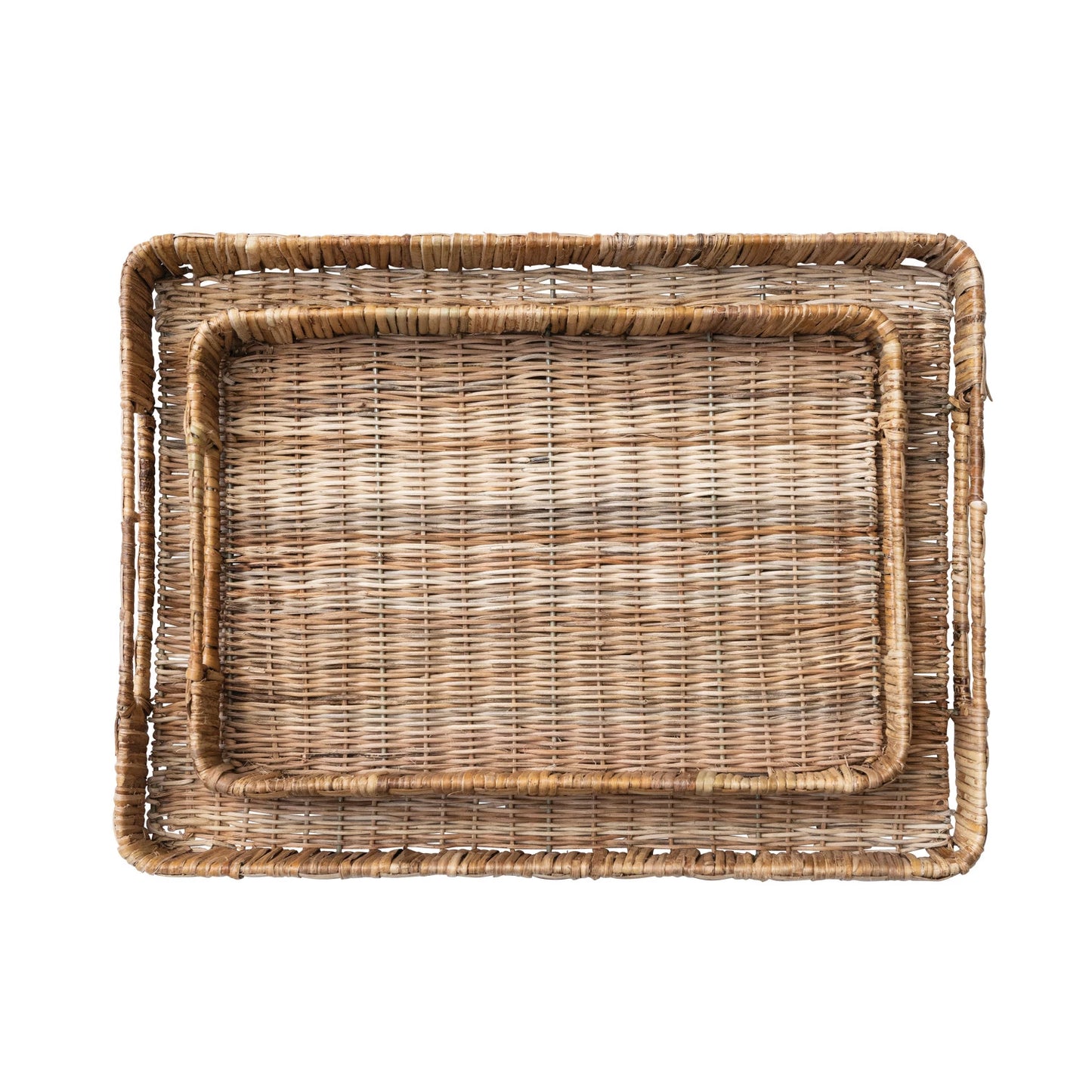 Hand-Woven Rattan Trays with Handles - Findlay Rowe Designs