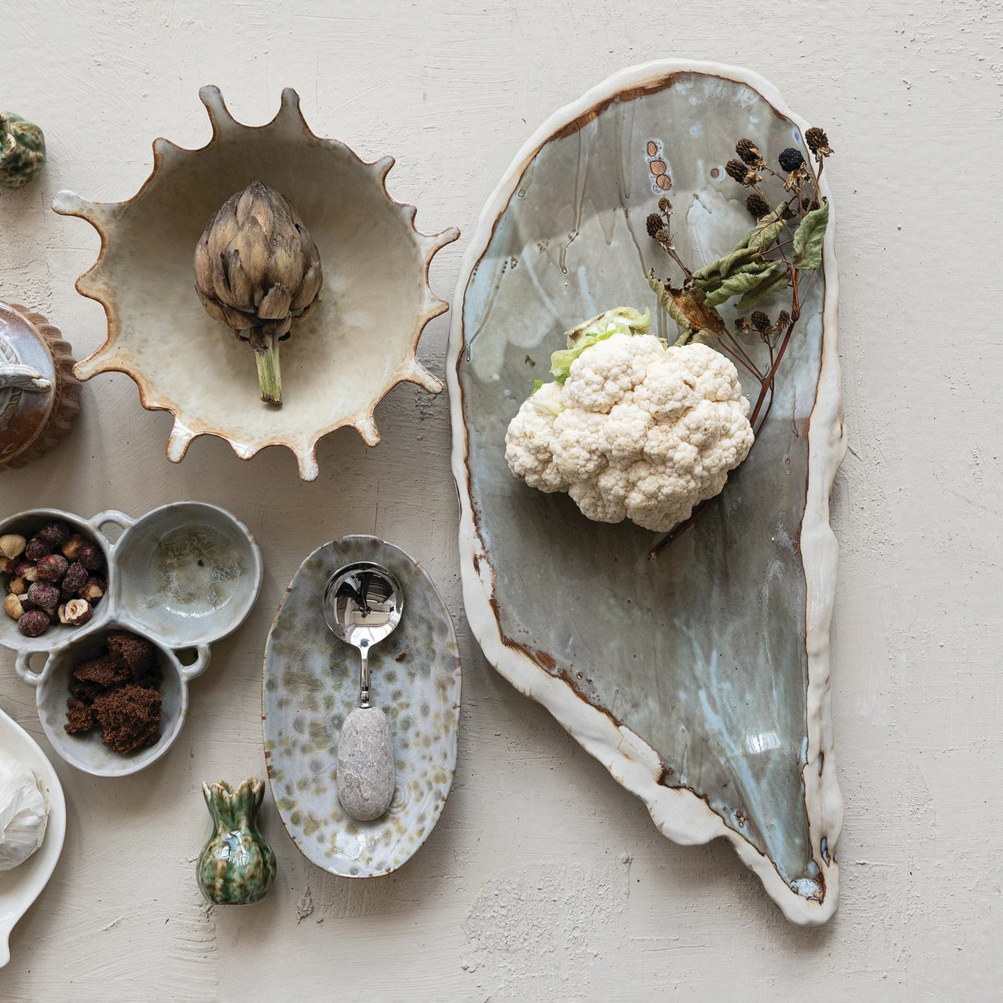 Platter - Oyster Shell Shaped - Green - Findlay Rowe Designs