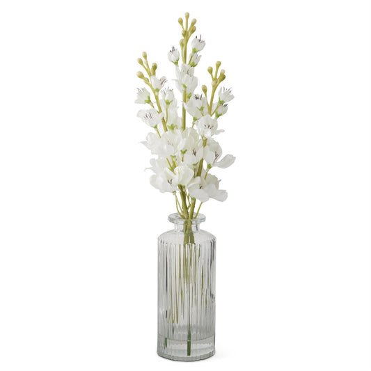 Floral - White Delphinium Pressed Glass Vase - 12 Inch - Findlay Rowe Designs