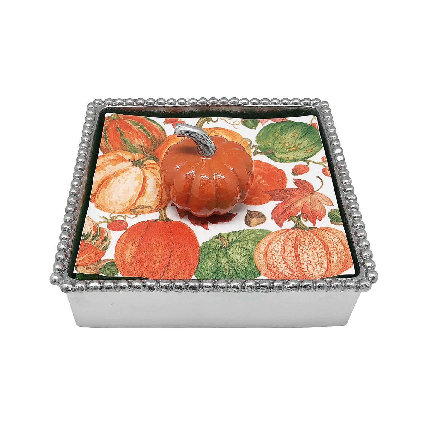 Mariposa - Beaded Napkin Box Set - Orange Pumpkin