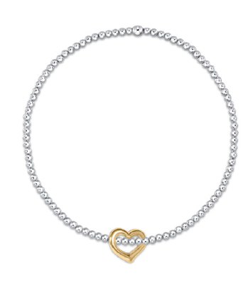 Enewton - Extends - 2.5mm Sterling Bead Bracelet - Mixed Metal - Gold Love Charm