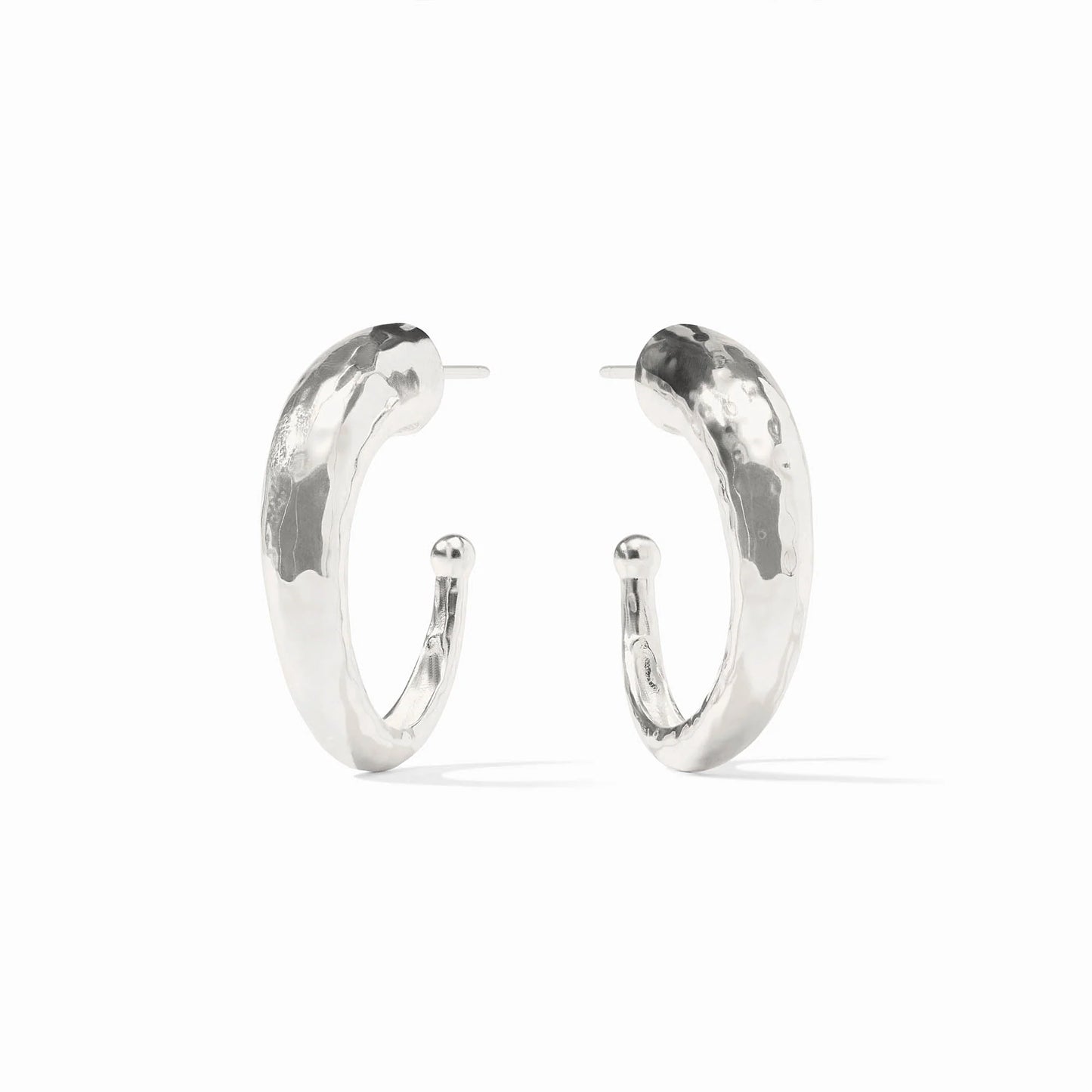 Julie Vos - Earring - Hammered Hoop - Silver - Medium
