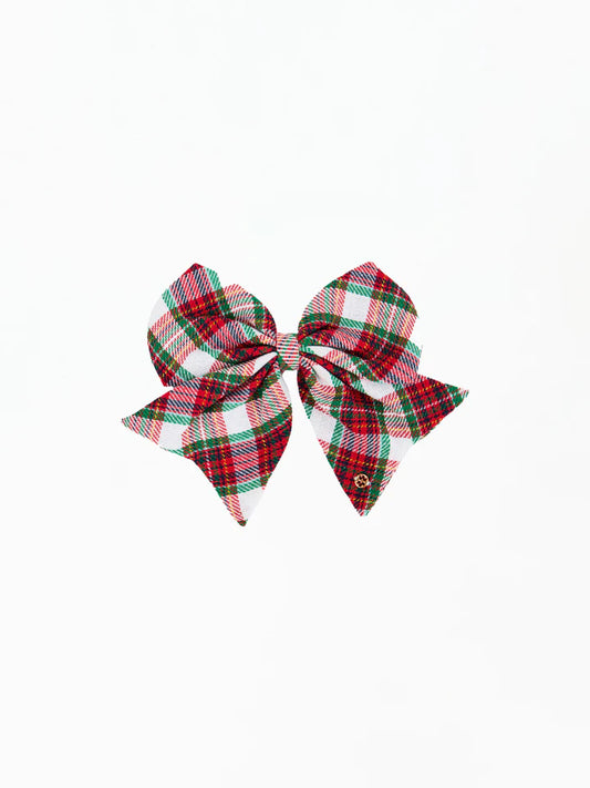 Mary Square - Magnetic Fabric Bow - Holiday Plaid