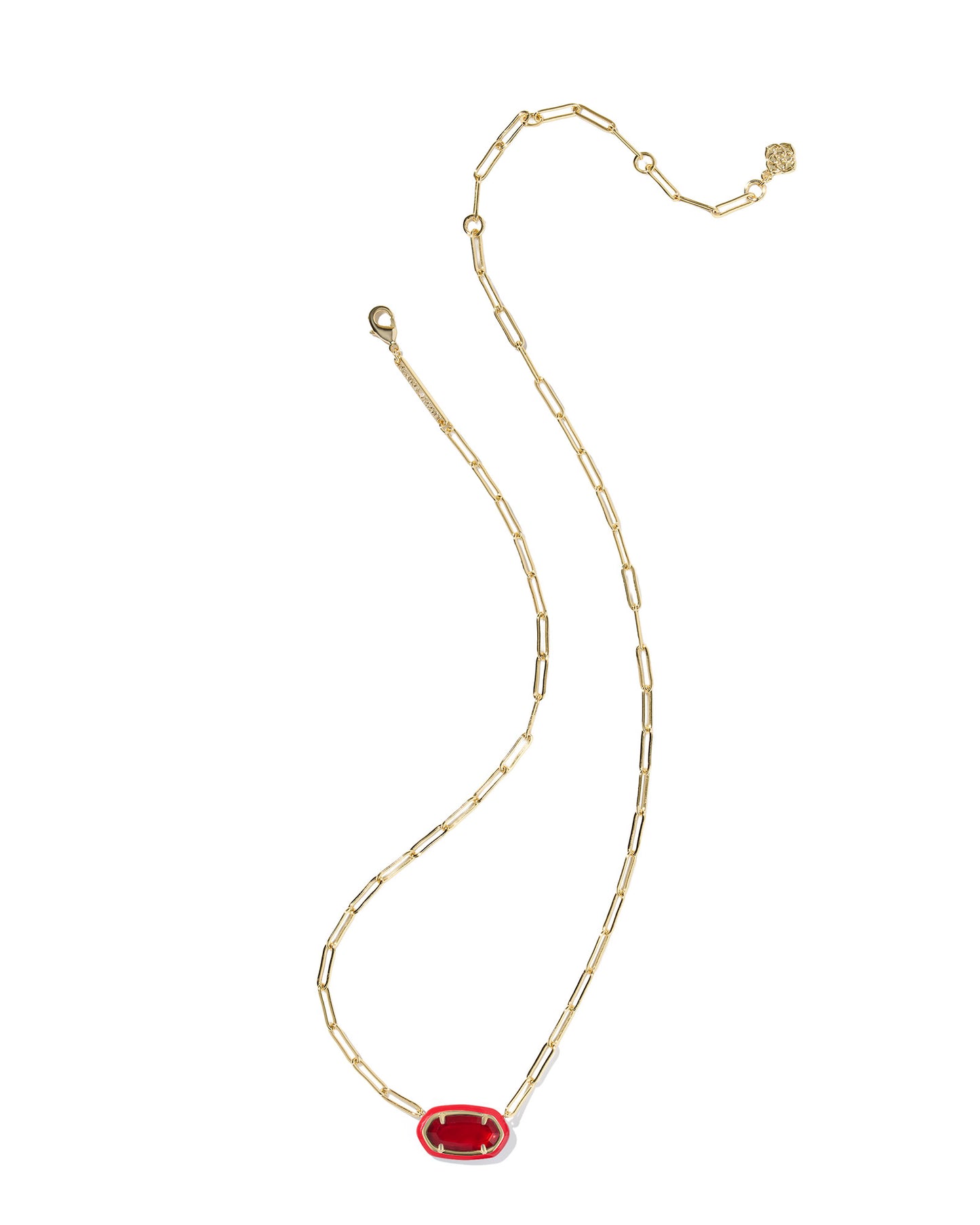 Kendra Scott - Necklace - Elisa Enamel Frame Gold Paperclip - Gold Red Illusion - Findlay Rowe Designs