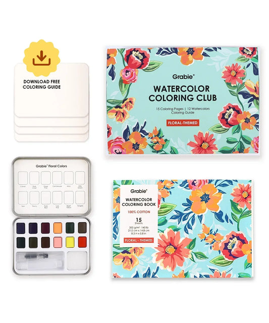 Grabie -Watercolor Coloring Club Box - Floral