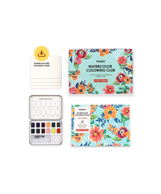 Grabie -Watercolor Coloring Club Box - Floral - Findlay Rowe Designs