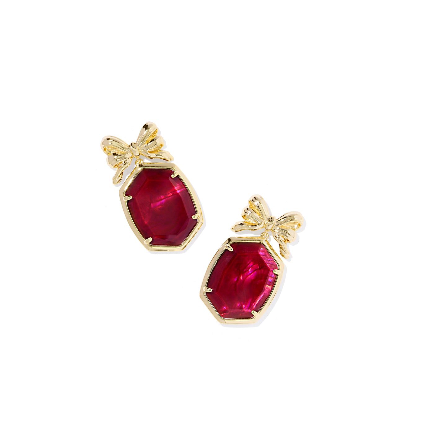 Kendra Scott - Earrings - Daphne Bow Drop - Gold Dark Burgundy Illusion