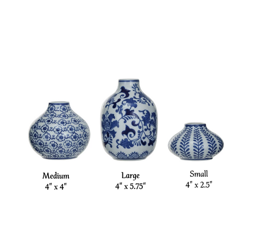 Vases - Blue & White - Assorted - Findlay Rowe Designs