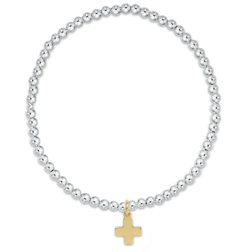 Enewton - Classic Sterling Mixed Metal 3mm Bead Bracelet - Signature Cross Small Gold - Findlay Rowe Designs