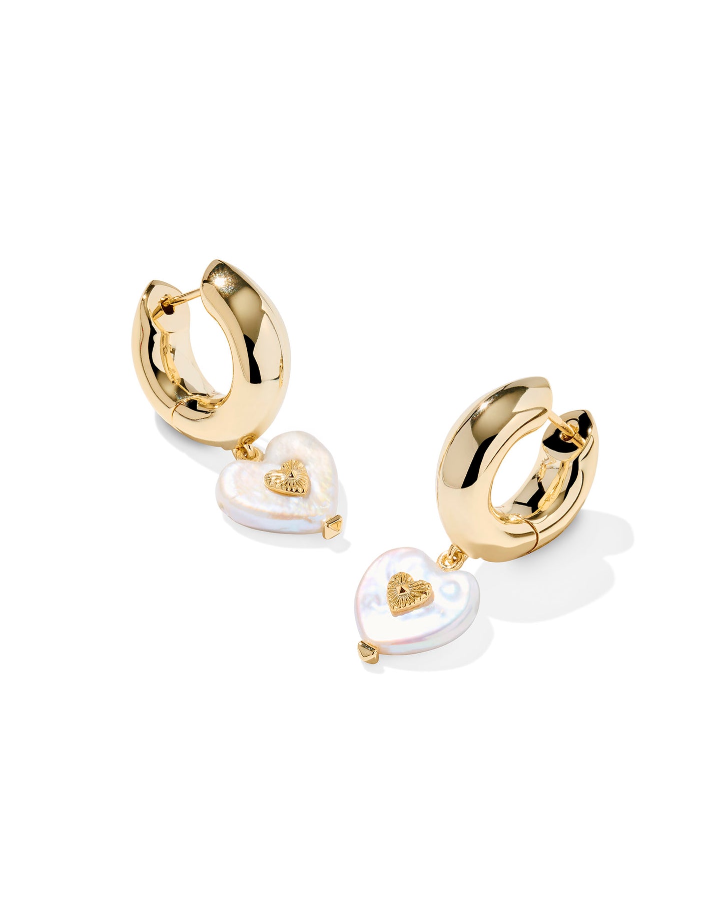 Kendra Scott - Sasha Heart Huggie Earrings-Gold Freshwater Cultured Pearl