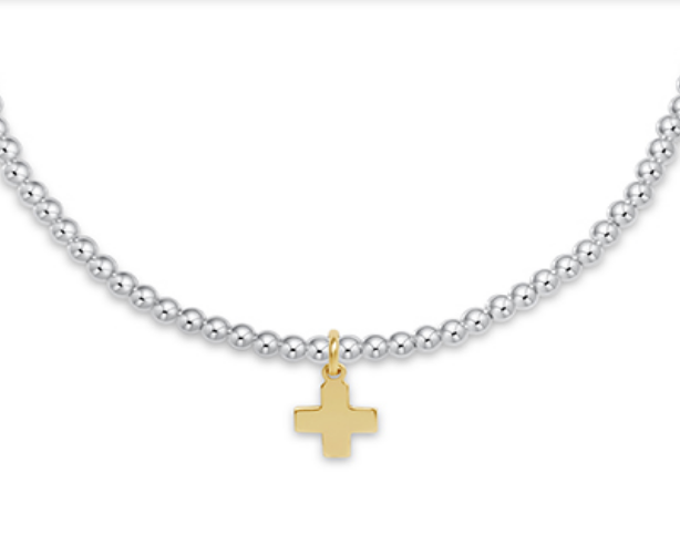 Enewton - Classic Sterling Mixed Metal 2mm Bead Bracelet - Signature Cross Small Gold - Findlay Rowe Designs