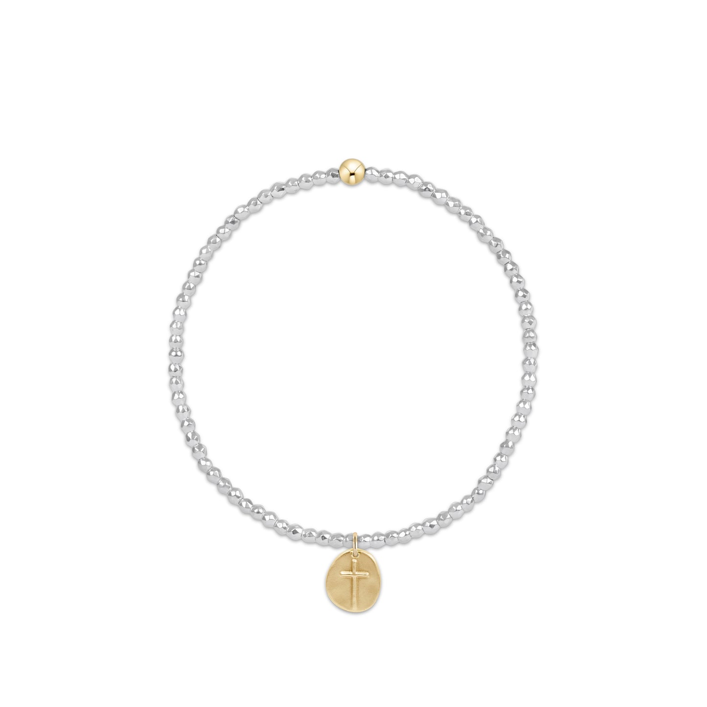 Enewton - Bright Silver Faceted Hematite 2mm Bead Bracelet - Inspire Small Gold Charm - Findlay Rowe Designs