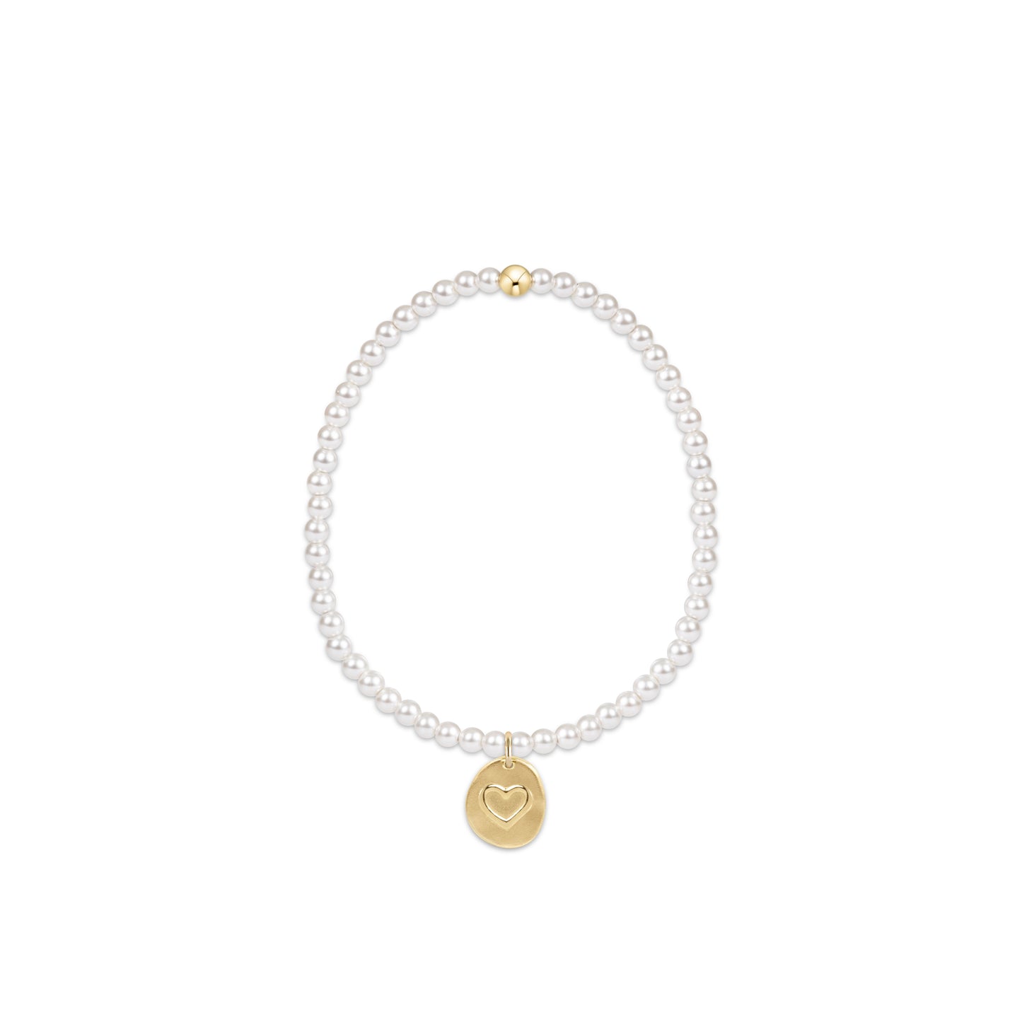 Enewton - Classic Pearl 3mm Bead Bracelet - Inspire Love Small Gold Charm - Findlay Rowe Designs